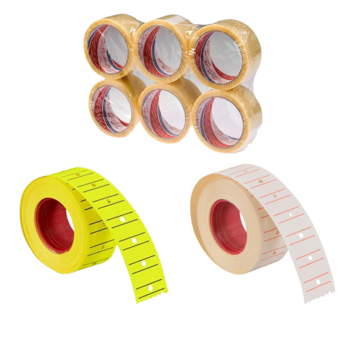 Adel  6'lı Koli Bandı  &  Fiyat Etiketi Sarı Ve Beyaz Adel  6'lı Koli Bandı  &  Fiyat Etiketi Sarı Ve Beyaz