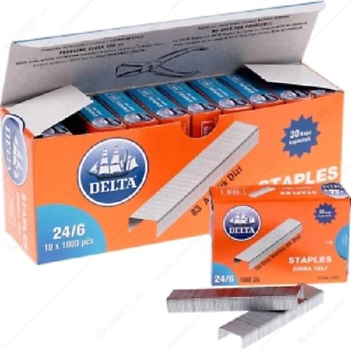Delta Zımba Teli 24/6 Gümüş Renk 10 Paket Kod.1552 Delta Zımba Teli 24/6 Gümüş Renk 10 Paket Kod.1552