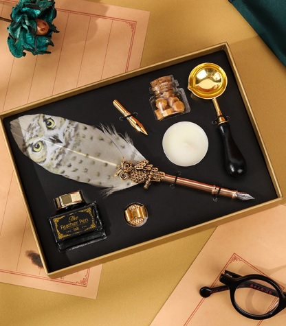 Tüylü Mühürlü Divit Dolma Kalem Seti Tüylü Mühürlü Divit Dolma Kalem Seti