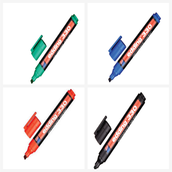 Edding 330 Markör Permanent Kesik Uçlu  Mavi & Siyah & Kırmızı & Yeşil 4  Adet Kalem Edding 330 Markör Permanent Kesik Uçlu  Mavi & Siyah & Kırmızı & Yeşil 4  Adet Kalem