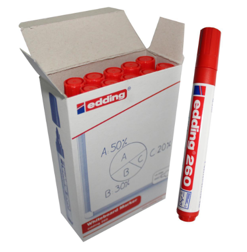 Edding 260 Kırmızı Renk /10'lu Paket Beyaz Tahta Kalemi / 1.5 -3mm Edding 260 Kırmızı Renk /10'lu Paket Beyaz Tahta Kalemi / 1.5 -3mm