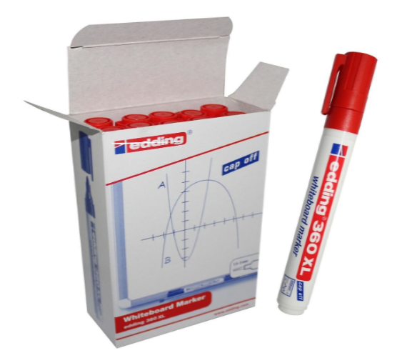 Edding Kırmızı Renk 10 Adet Beyaz Tahta Kalemi / 360 Xl - 1.5 -3 Mm