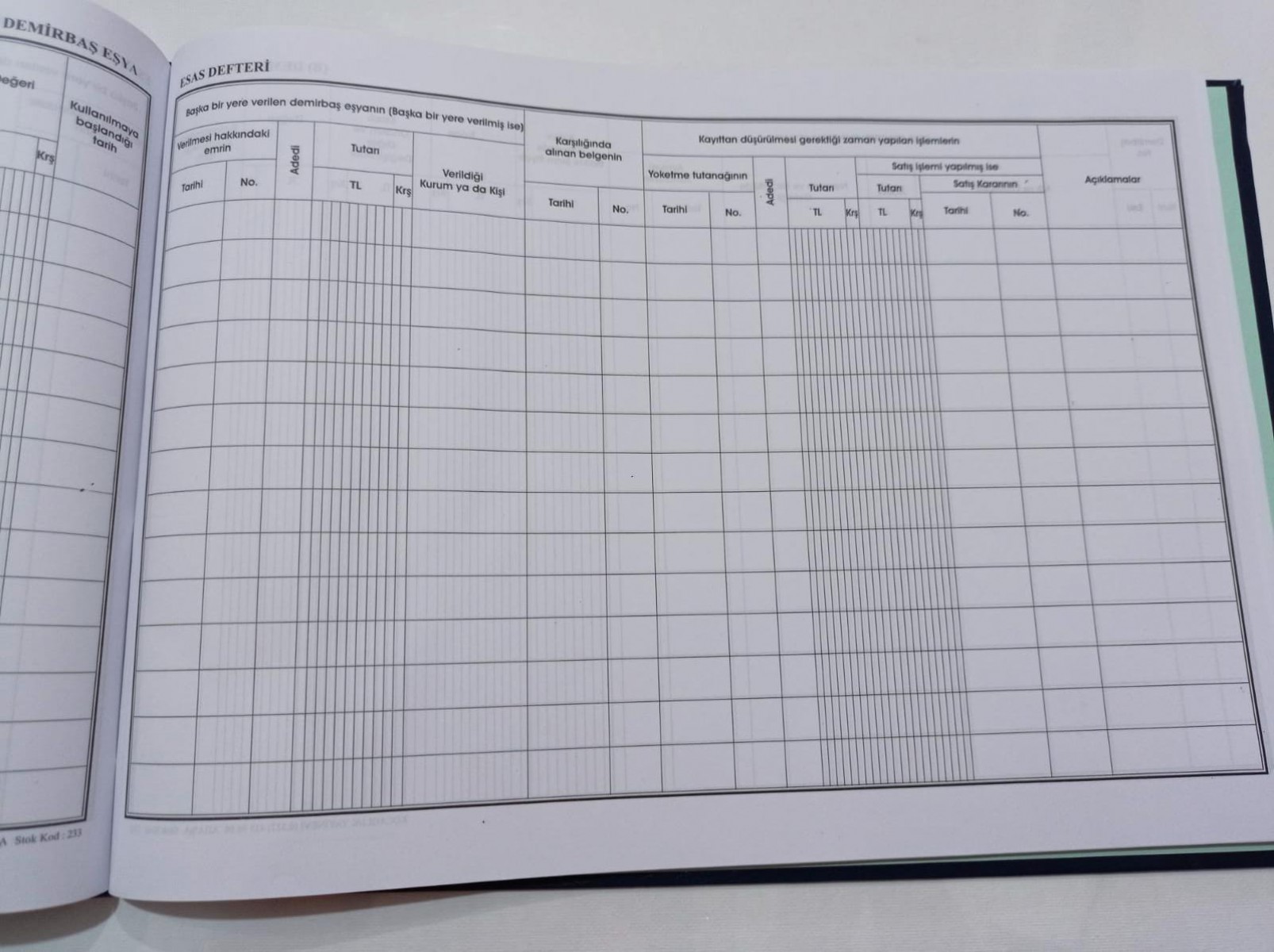 Kocaoluk Demirbaş (a B C) Esas Defteri Kocaoluk Demirbaş (a B C) Esas Defteri
