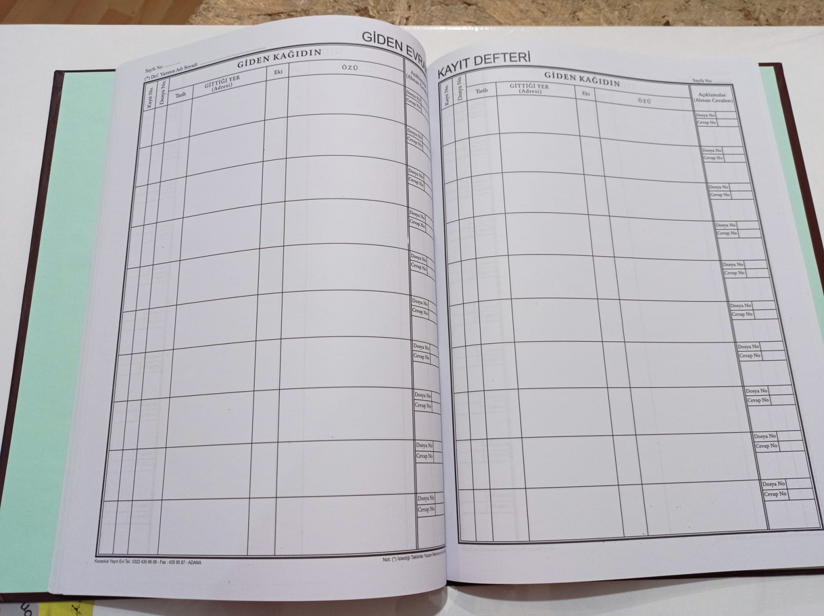 Kocaoluk Giden Evrak Kayıt Defteri Kocaoluk Giden Evrak Kayıt Defteri
