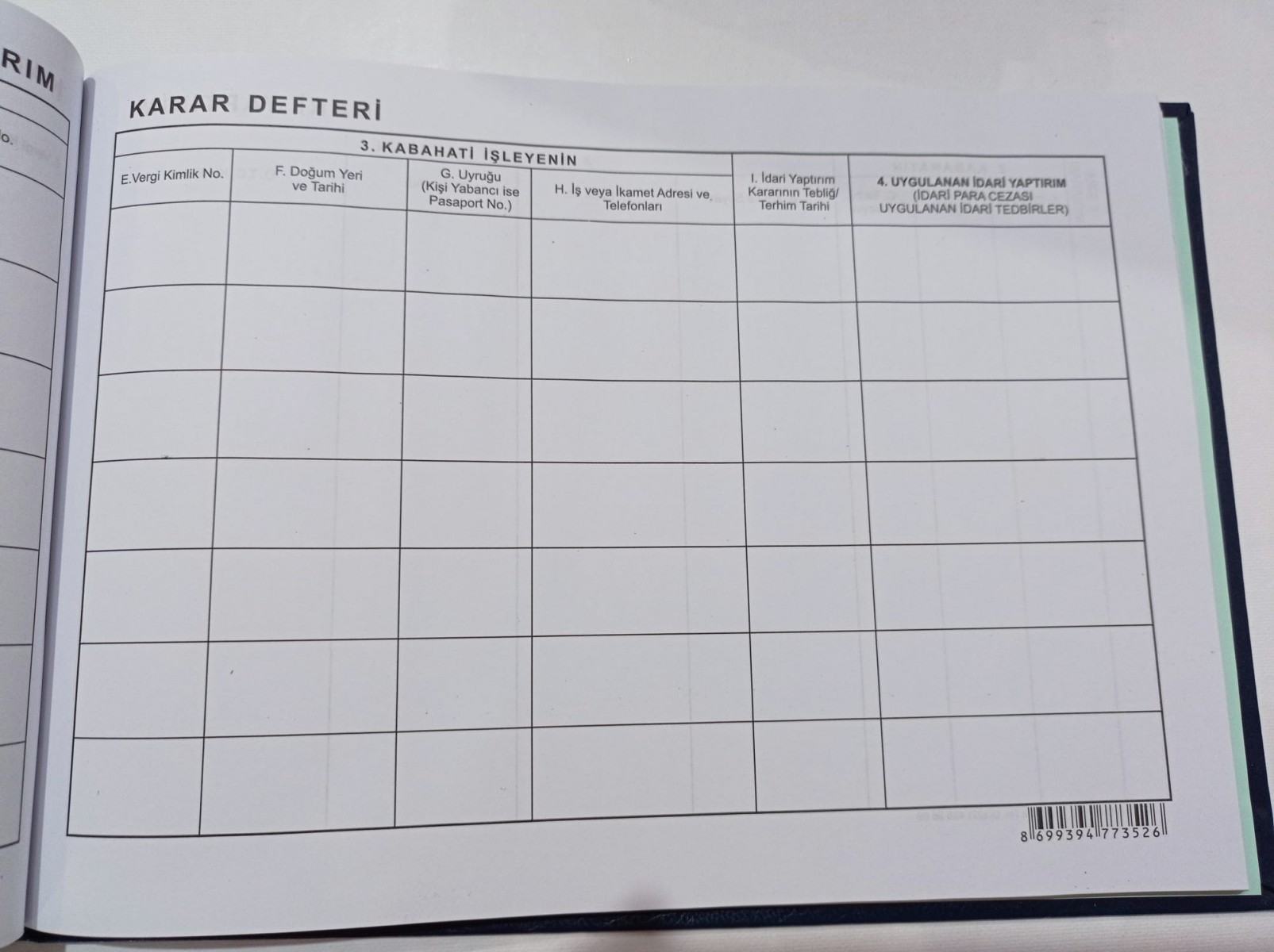 Kocaoluk İdari Yaptırım Karar Defteri Kocaoluk İdari Yaptırım Karar Defteri