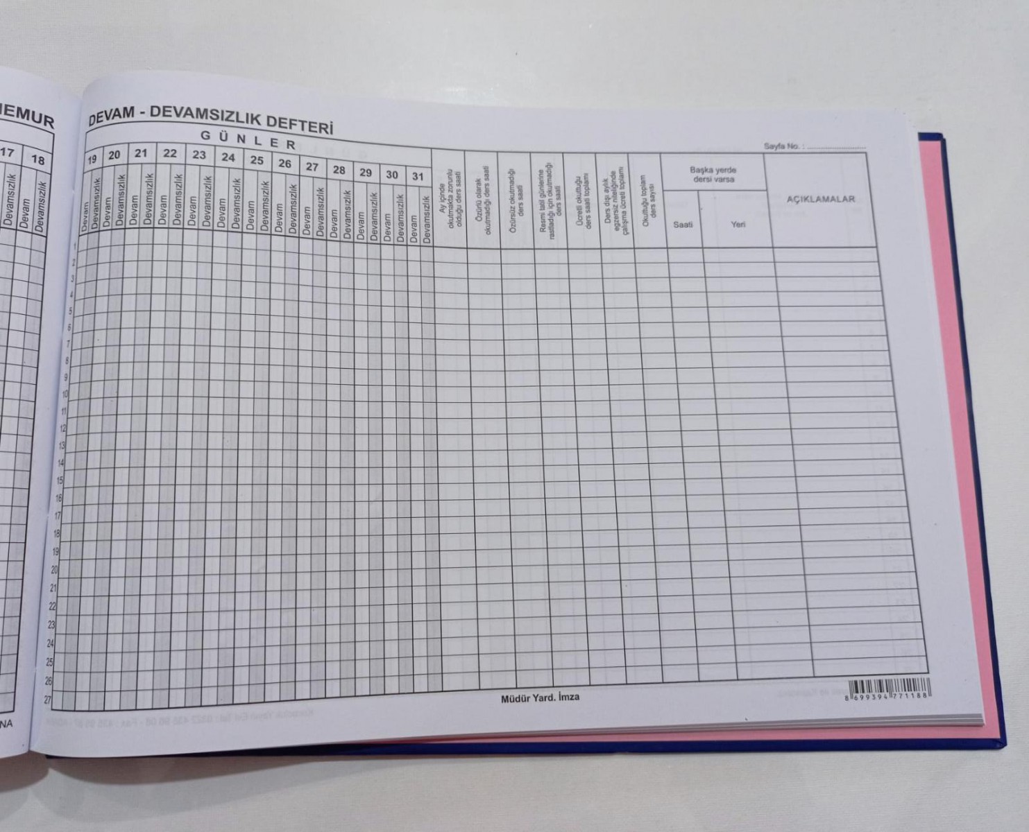 Kocaoluk Öğretmen-memur Ve Diğer Personel Devam-devamsızlık Defte Kocaoluk Öğretmen-memur Ve Diğer Personel Devam-devamsızlık Defte