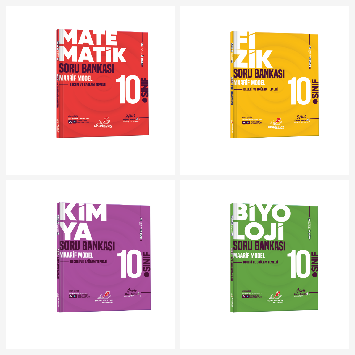 Kondisyon Virtüöz 10.sınıf Matematik+fizik+Kimya+Biyoloji Soru Bankası (Maarif Model)