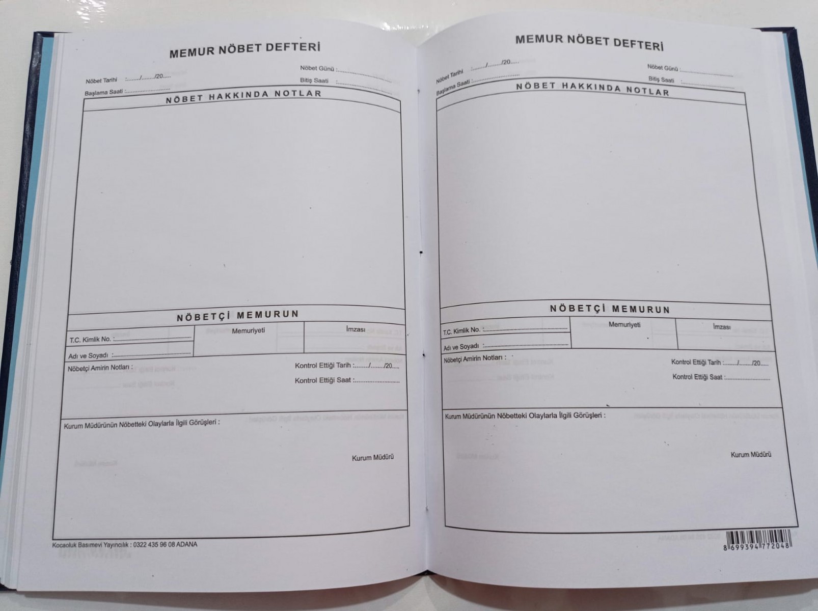 Memur Nöbet Defteri Ciltli Memur Nöbet Defteri Ciltli