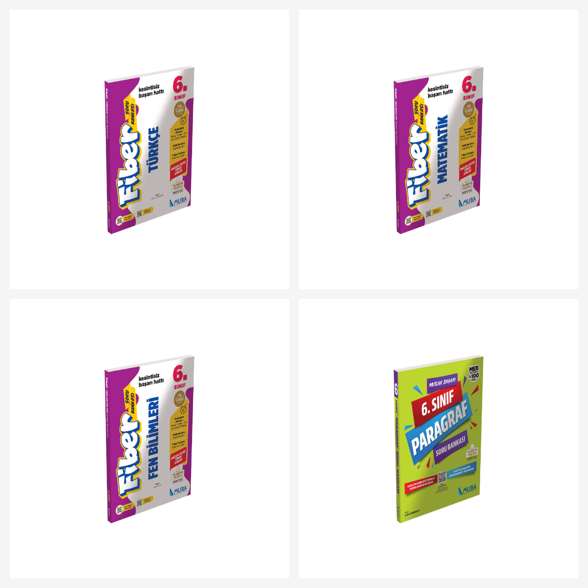 Muba 6.Sınıf Türkçe+Matematik+Fen Fiber Soru Bankası + Paragraf Soru Bankası