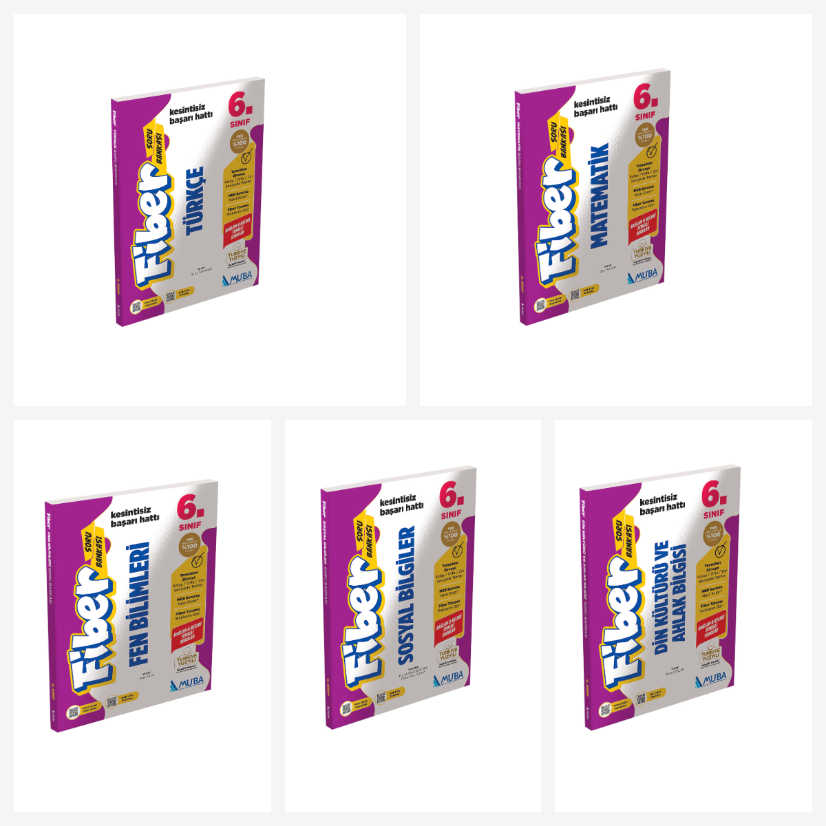 Muba 6.sınıf Türkçe+Matematlk+Fen+Sosyal+Din Kültürü Fiber Soru Bankası