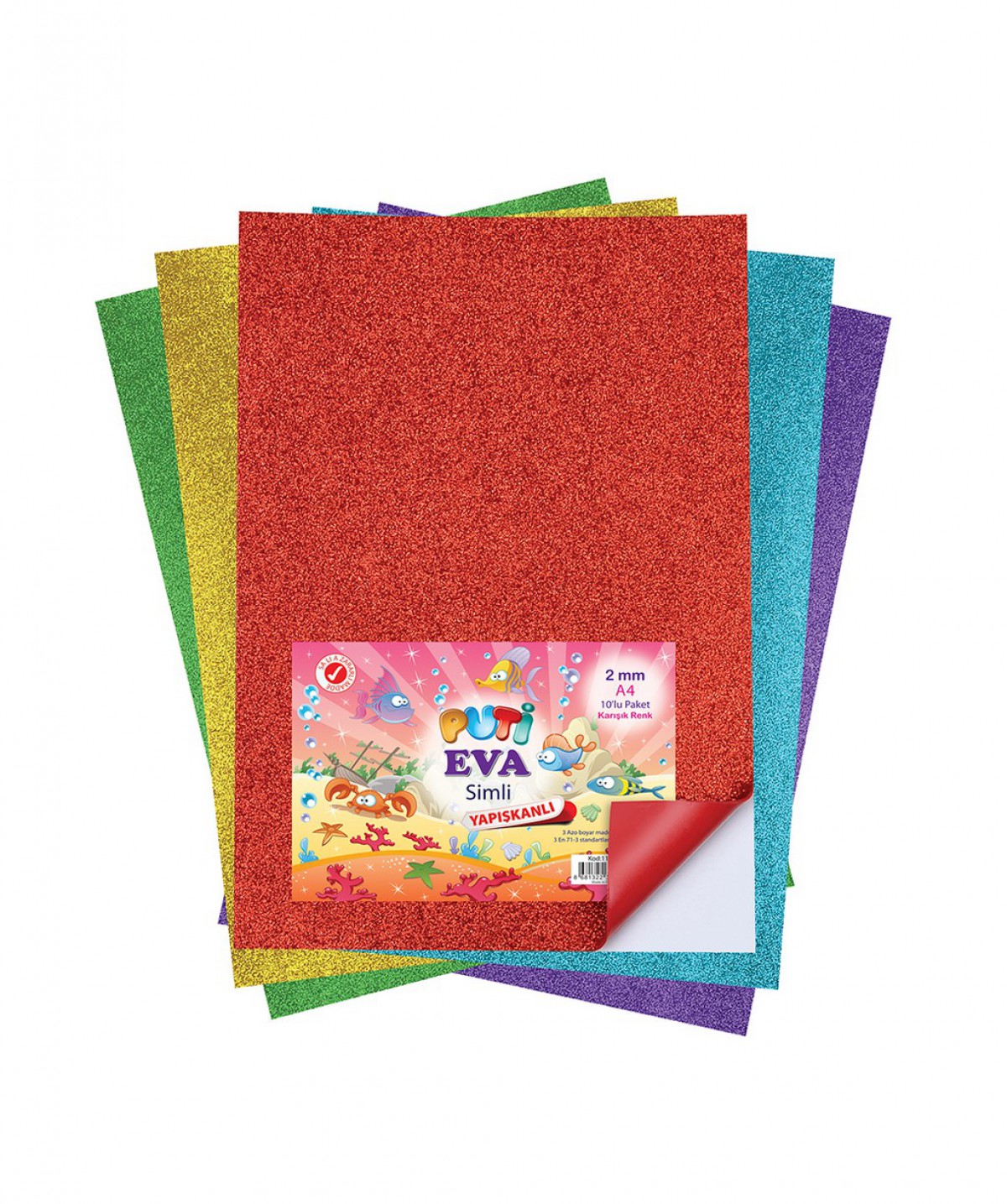 Puti A4 Simli & Yapışkanlı Eva 10 Lu Karışık Renk Puti A4 Simli & Yapışkanlı Eva 10 Lu Karışık Renk