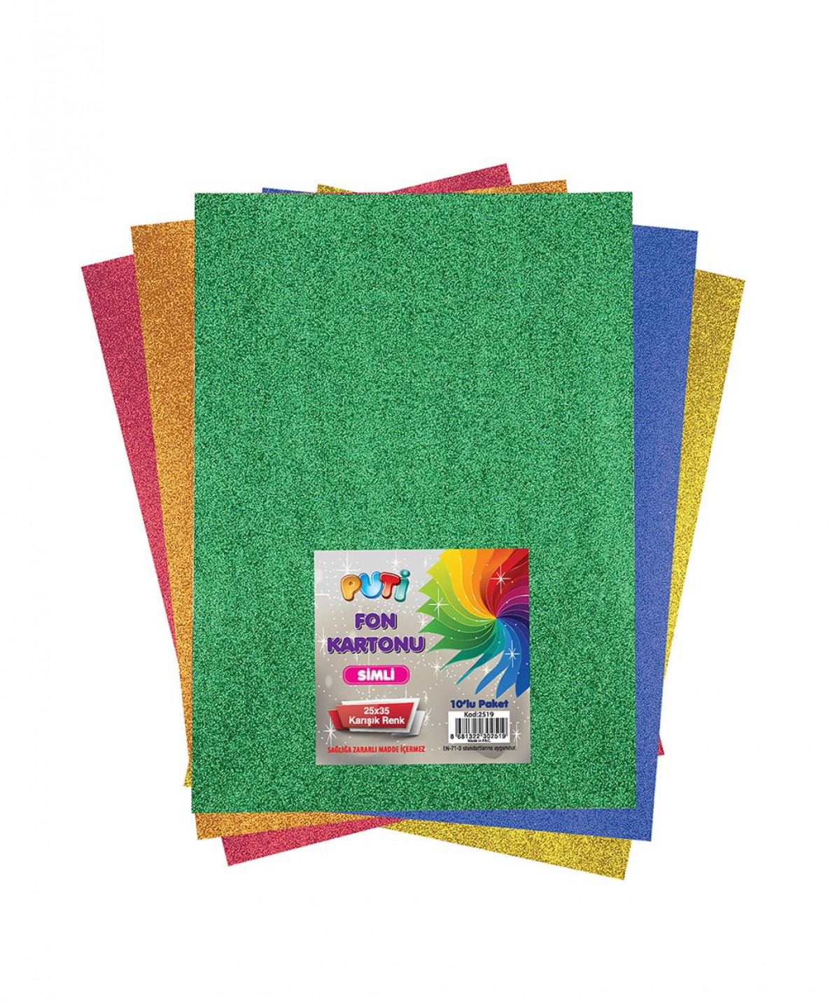 Puti Simli Fon Kartonu 10 Lu Karışık Renk (25x35) Puti Simli Fon Kartonu 10 Lu Karışık Renk (25x35)