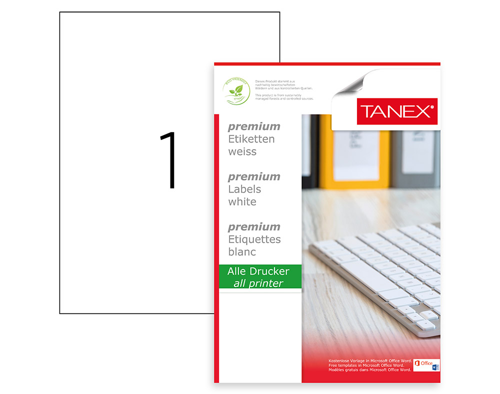 Tanex A4 Lazer Etiket, ölçü 210×297 Mm Tw 2000