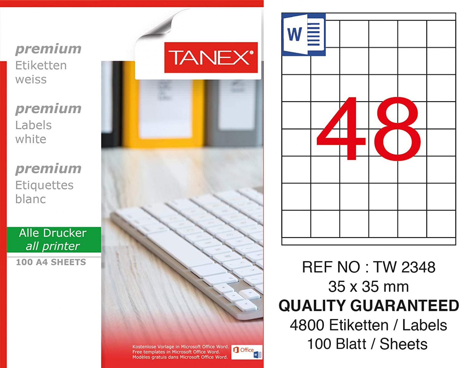 Tanex Tw-2348 Lazer Etiket A4 100 Lü