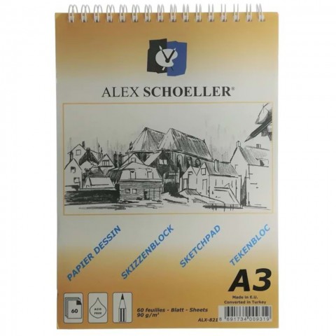 Alex Schoeller Eskiz Blok Spiralli A3 90 Gr 60 Yaprak
