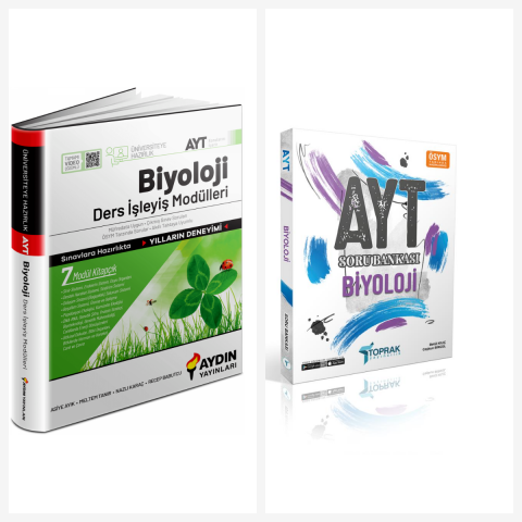 Aydın Yayınları Üniversiteye Hazırlık AYT Biyoloji Ders İşleyiş Modülleri & Toprak Ayt Biyoloji Soru Bankası