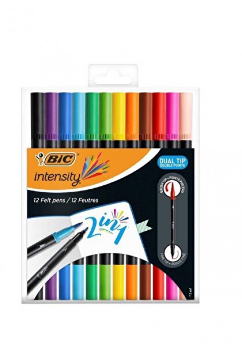Bic Çift Taraflı Keçeli Boya Kalemi  İnstensitv 12 Renk