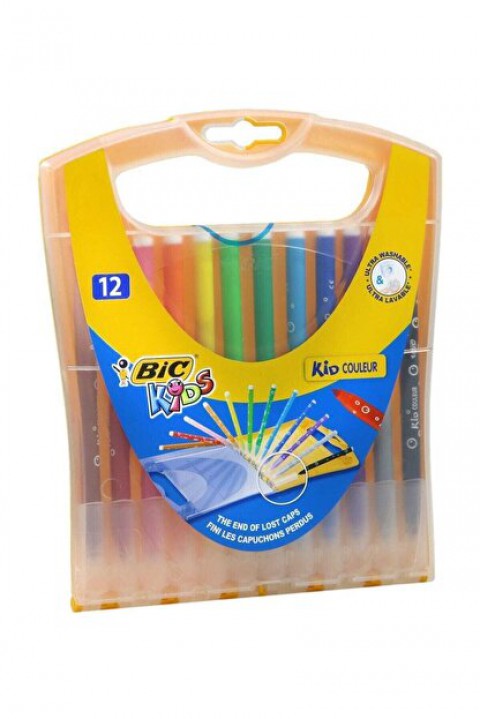 Bic Kids Kid Couleur Keçeli Boya Kalemi 12 Renk Plastik Yelpaze Kutu