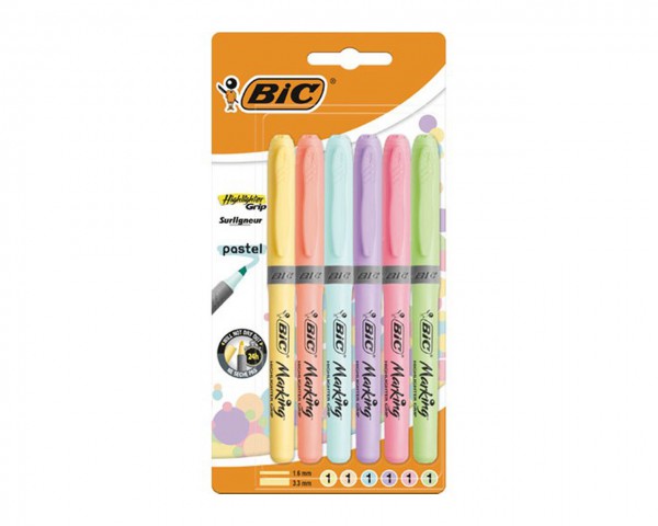Bic Marking Fosforlu Kalem Pastel 6'lı Blisterli