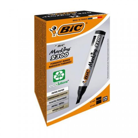 Bic Siyah Silinmez Kesik Uclu Koli Kalemi 12 Li Set