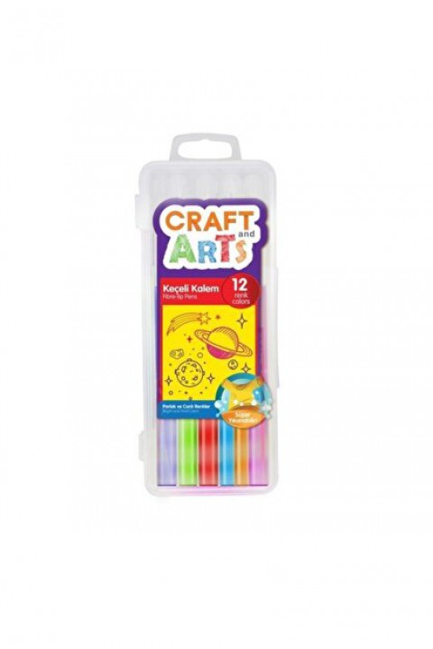 Craft Arts 12 Renk Keçeli Kalem Plastik Kutu