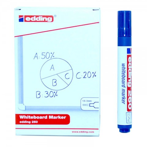 Edding 260 Yazı Tahtası Kalemi 10'lu Kutu Mavi