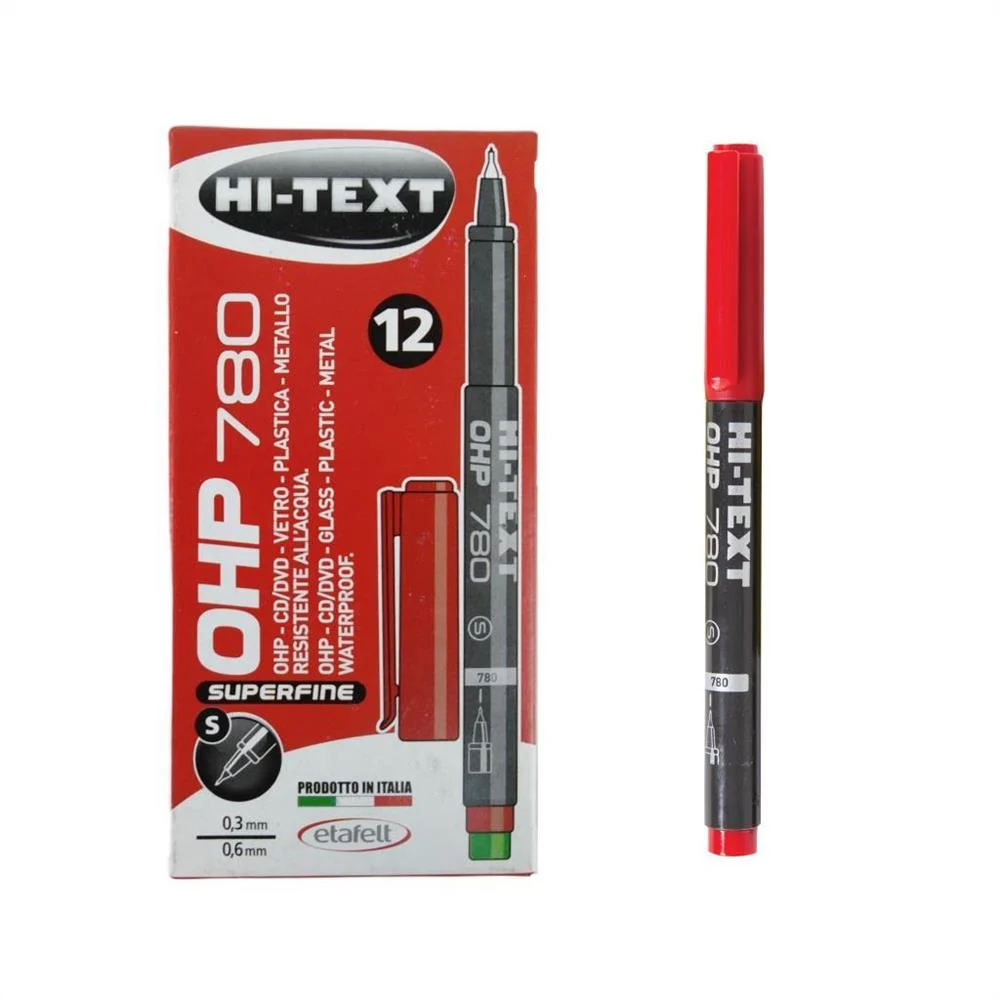 Hi-Text Asetat Kalemi 780 S Kırmızı 12li Set