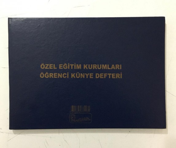 Özel Eğitim Kurumları Öğrenci Künya Defteri Ciltli
