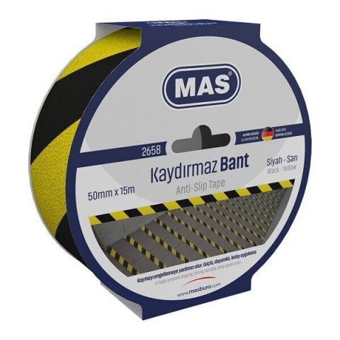 Mas Kaydırmaz Bant - Sarı&siyah - 50mmx15m
