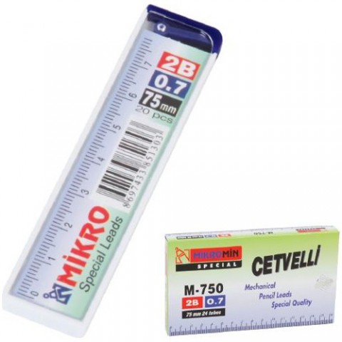 Mikro 75mm Cetvelli Kurşun Kalem Ucu 0.7mm 24 Lü Kutu