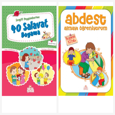 Nesil Çocuk Yayınları 40 Salavat Boyama Kitabı & Abdest Almayı Öğ