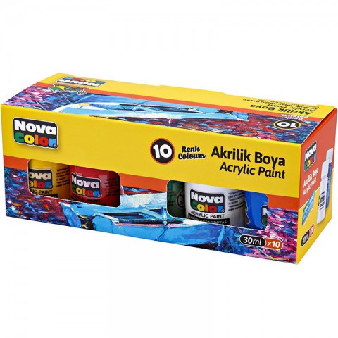 Nova Color Akrilik Şişe Boya 30 Ml 10 Renk