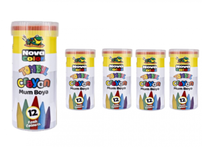 Nova Color Crayon Mum Boya 12 Renk Tombul 5 Adet