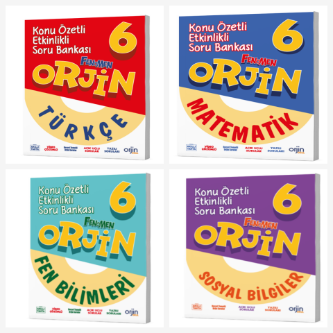 Orjin 6. Sınıf Türkçe & Matematik & Fen & Sosyal Soru Bankası