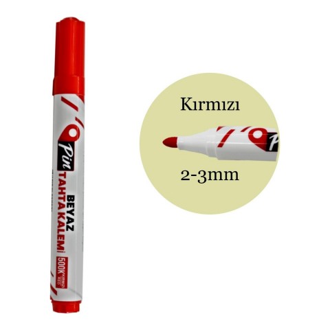 Pin Beyaz Tahta Kalemi 12'li - Kırmızı