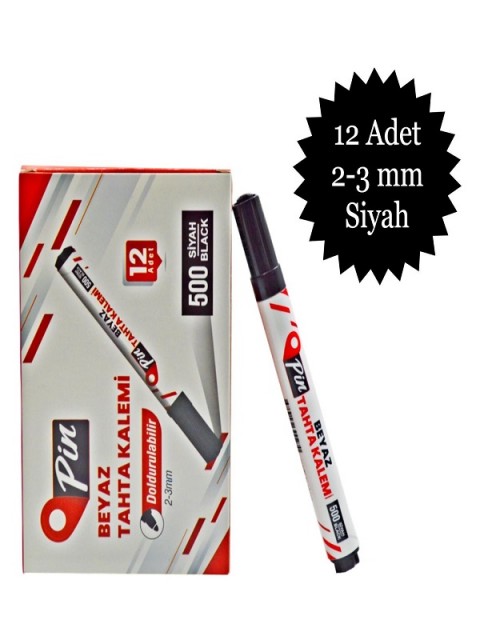 Pin Beyaz Tahta Kalemi 12'li - Siyah