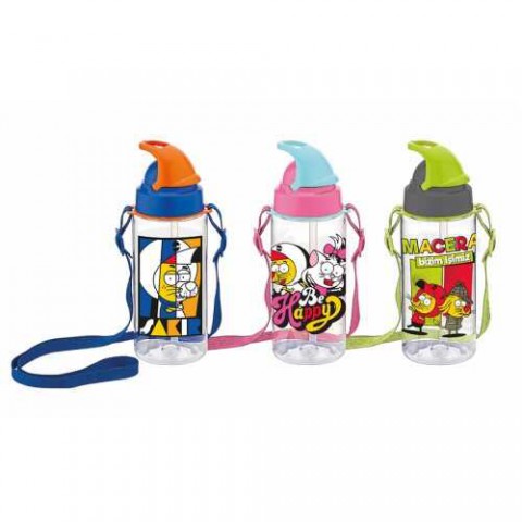 Renga Kral Şakir Desenli Pipetli Tritan Matara 500 Ml Yeşil