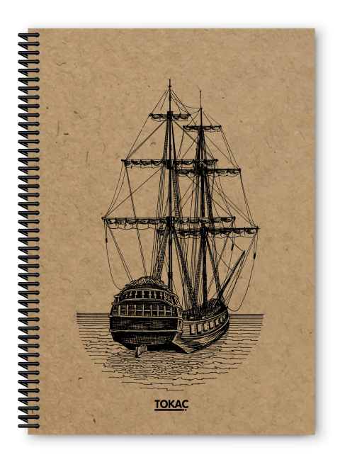 Tokaç Kraft Spiralli Defter 80 Sayfa  Çizgisiz 16 X 23 Cm