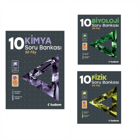 Tudem 10. Sınıf Kimya - Fizik - Biyoloji Föy Soru Bankası Set